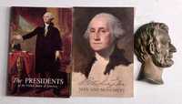 Presidentes americanos. 2 livros 1 escultura em placa de metal