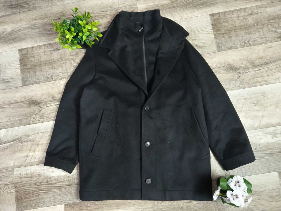 HUGO BOSS кашемірове пальто утепленне чорне ХЛ