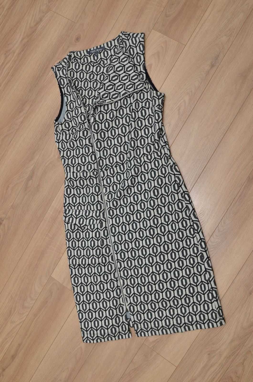 Tweedowa sukienka asymetryczna zip zamek r.36 r.S Next