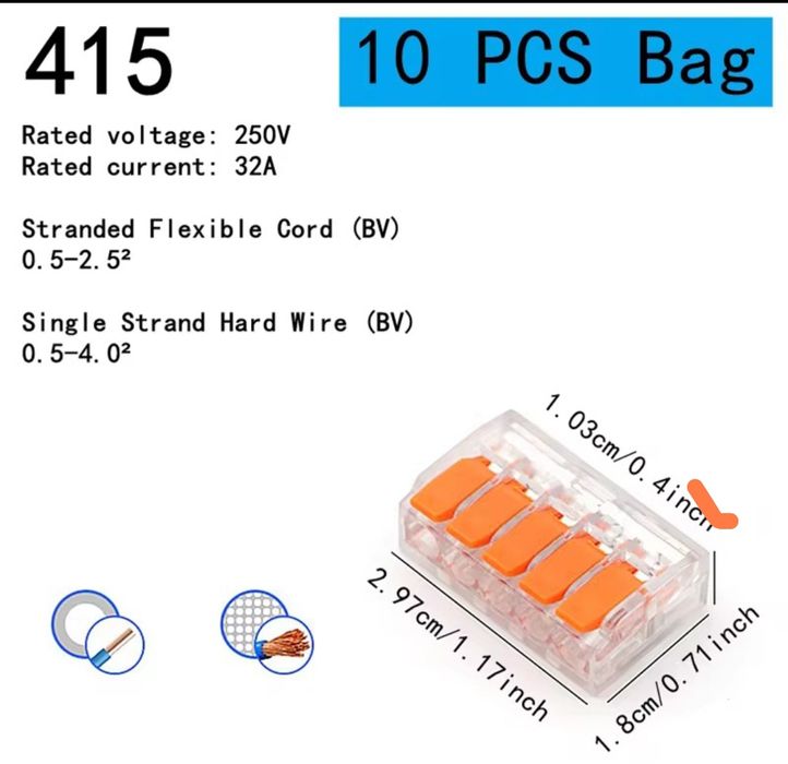 Złączki zamiennik wago PCT - 415 na 5 przewodów 10 szt