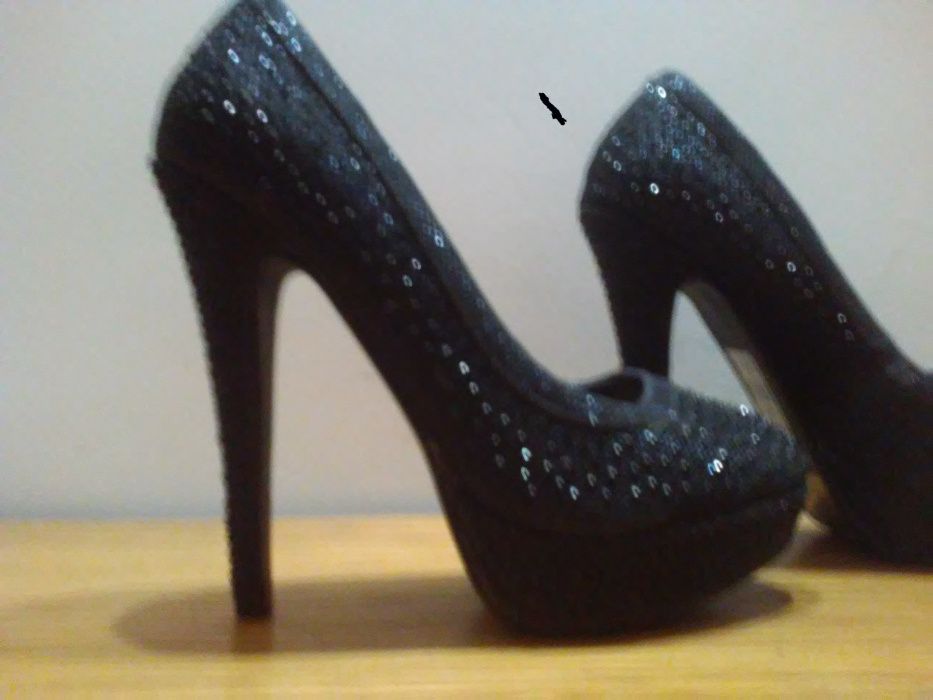 buty,szpilki roz.38-NOWE-czarne mieniące się,wesele, bal