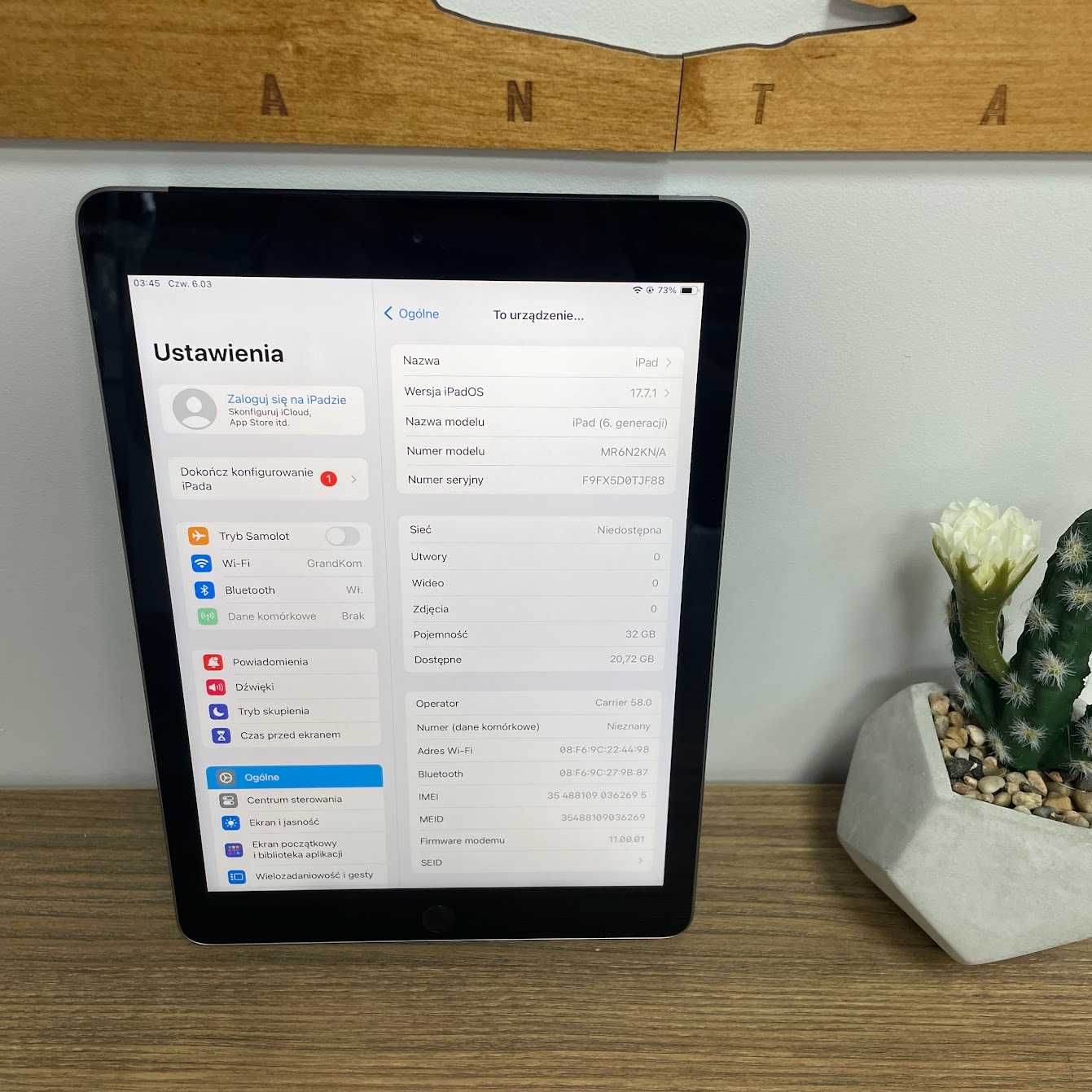 Apple iPad 6 gen 2018 A1954 Space Gray (WiFi + Cellurar) Klasa A-