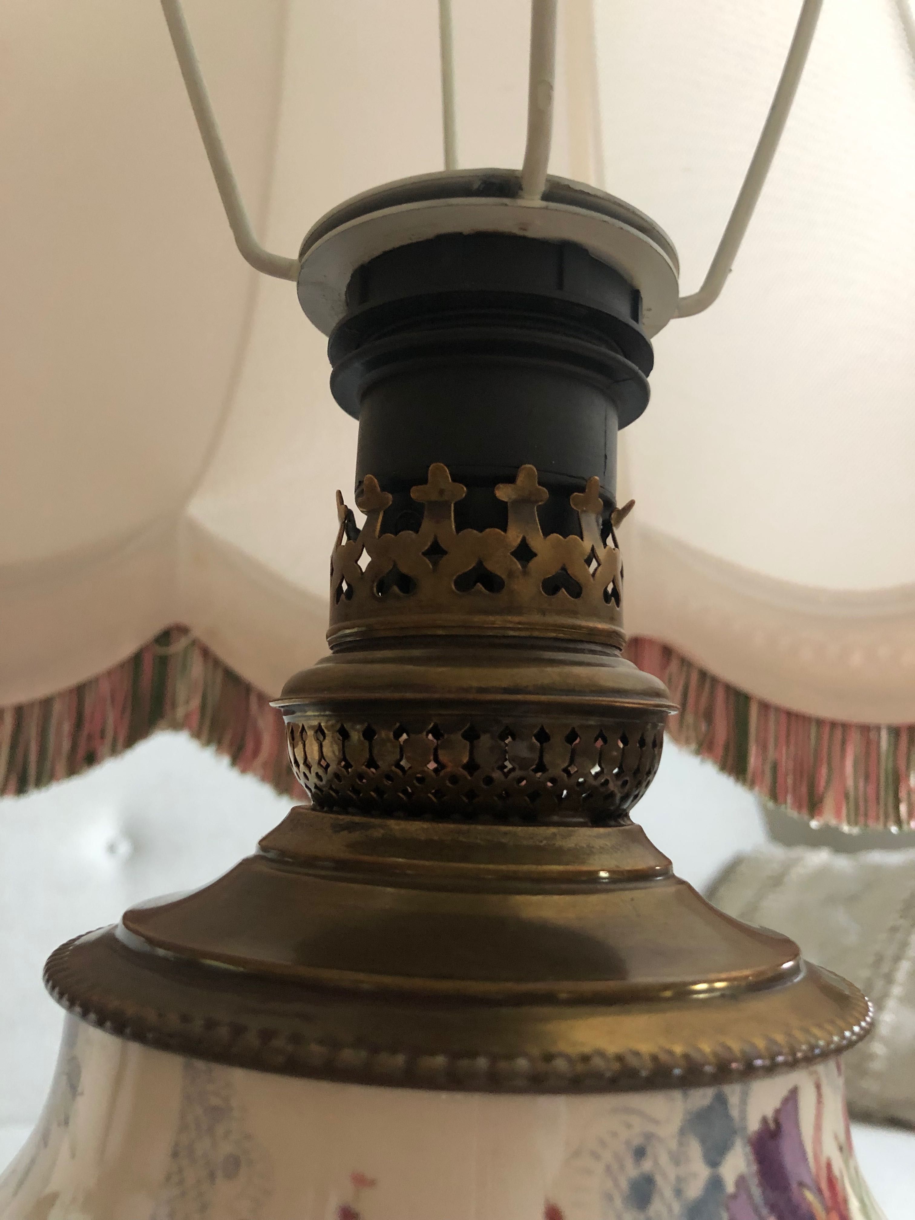 Lampa stara stołowa ceramiczna porcelanowa stylowa kwiaty