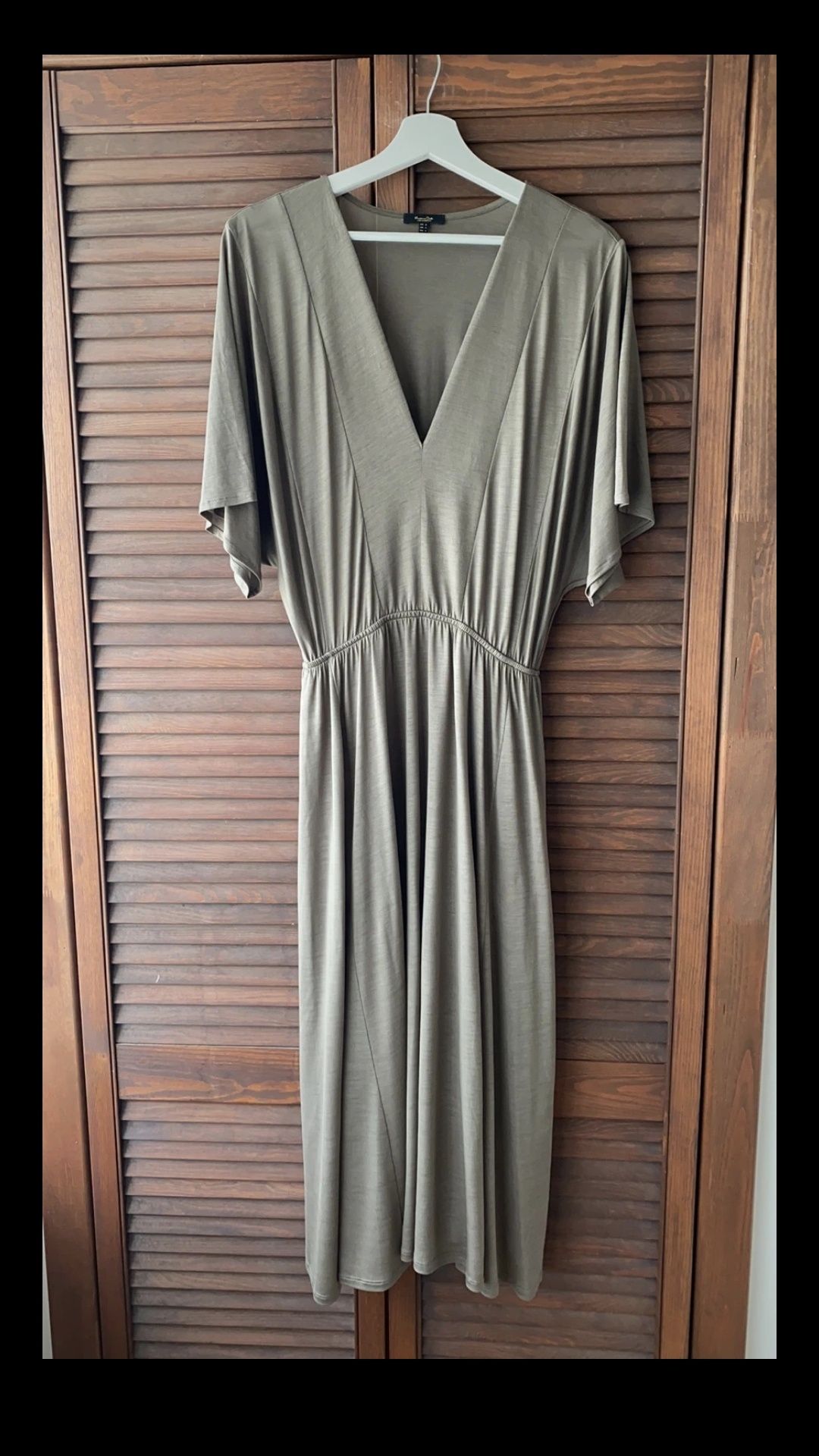 Sukienka MIDI khaki oliwkowa Massimo Dutti 100% lyocell lato 2024