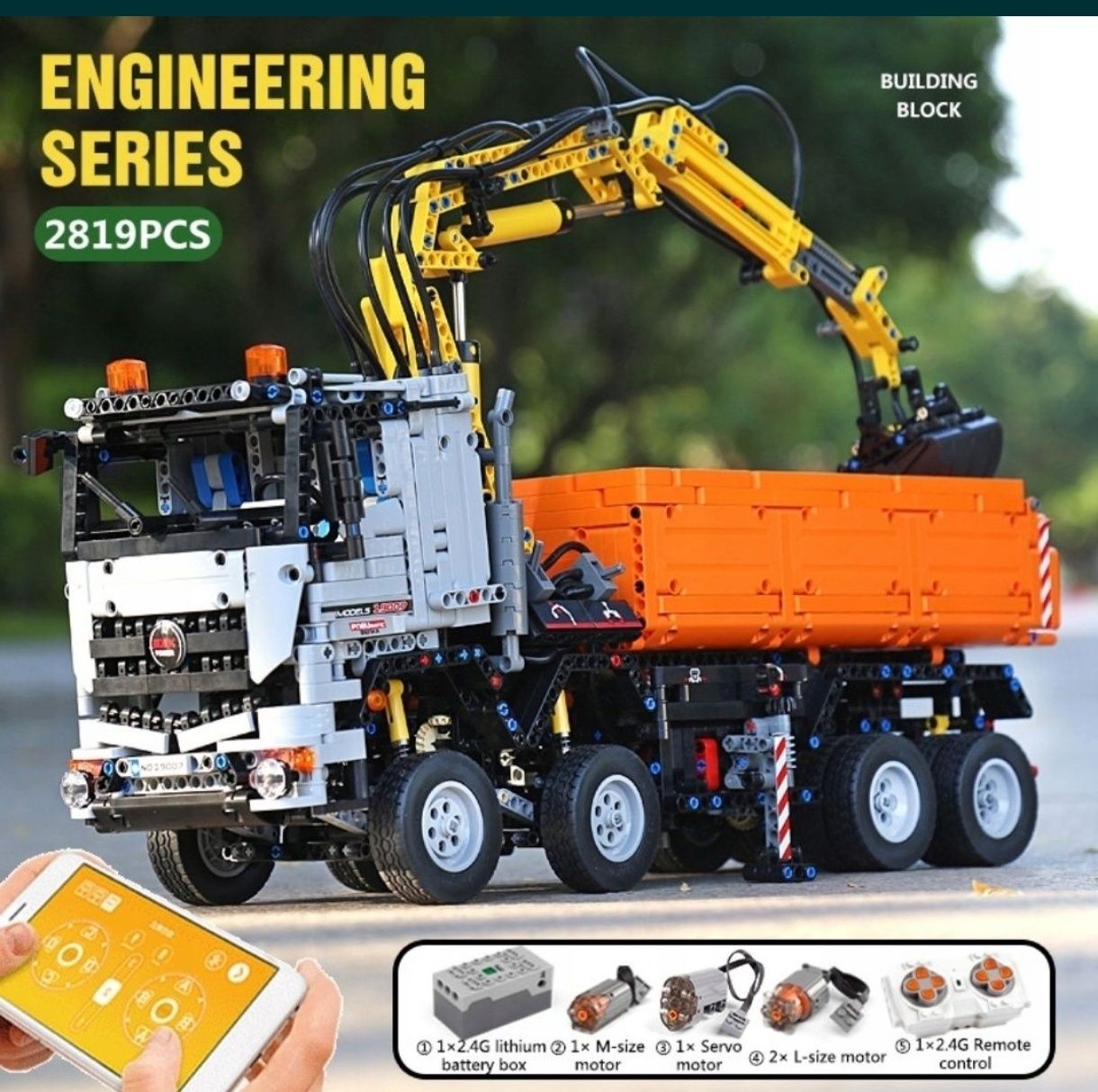 Klocki technic Mould King Mercedes Arocs zdalnie sterowany + pudełko