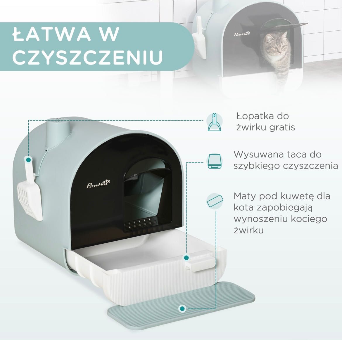 PawHut kuweta dla kota z filtrem powietrza