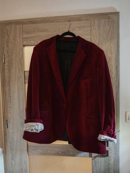 Piękna Aksamitna Marynarka Bordo z pokrowcem