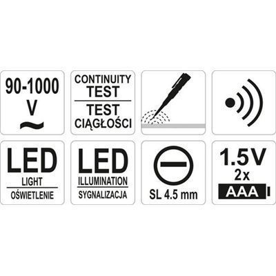 Próbnik Napięcia Indukcyjny 90-1000V Yato