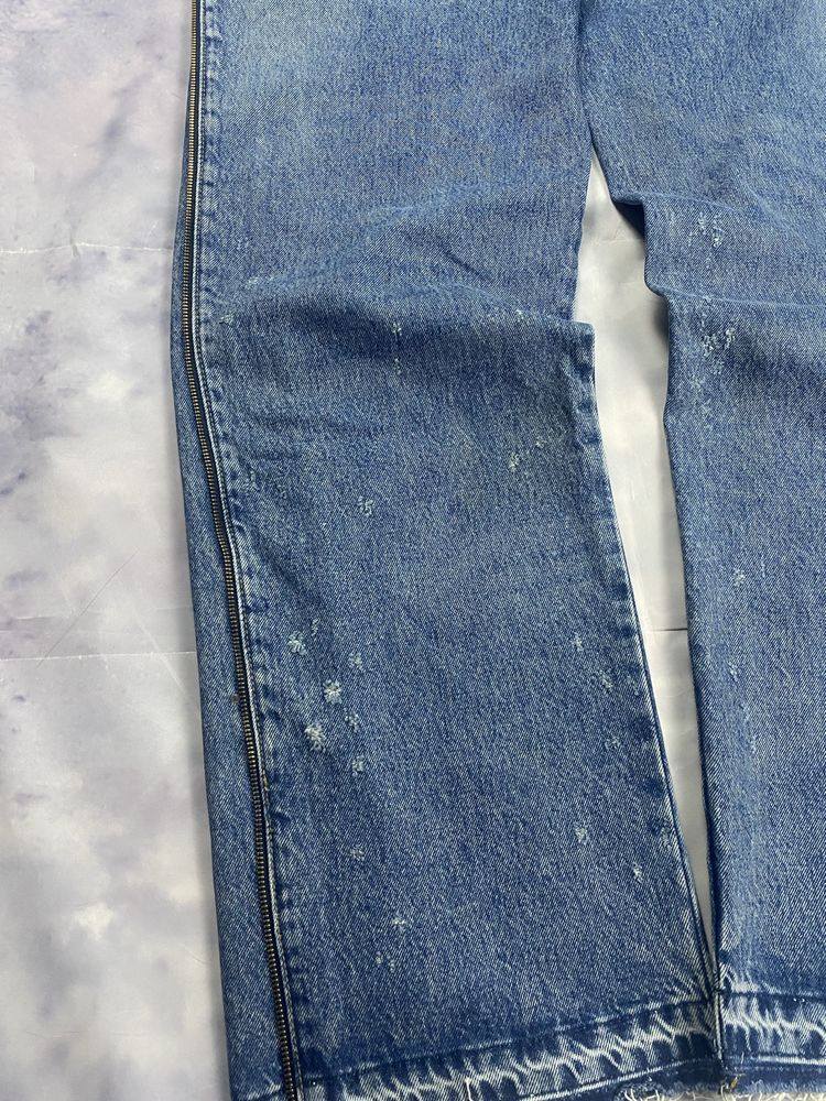 !РОЗПРОДАЖ Zara Flared Zipper Blue Baggy Flare Rick Owens Type Jeans