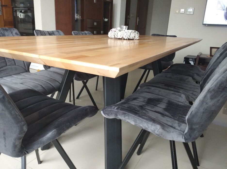 Stół z litego drewna Buk, Dąb loft 200x100 i kawowy 100x55 nowy