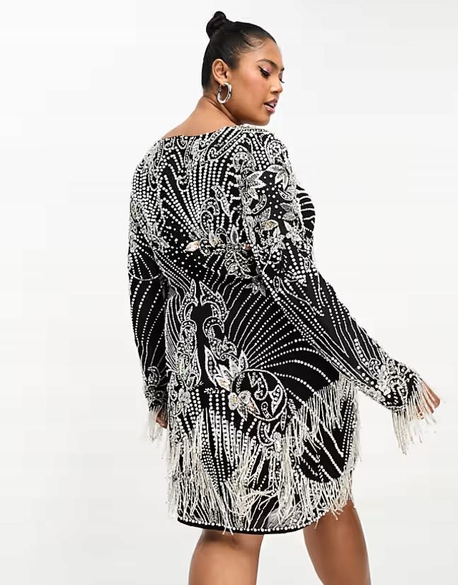 Asos Edition 46 3Xl Sukienka Curve Zdobiona Mini Czarna J28349