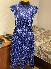 Плаття сукня синя в сердечка, 44-46 р, м-л