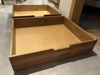 2x szuflada drewniana IKEA LEKSVIK pod łóżko (lite drewno)
