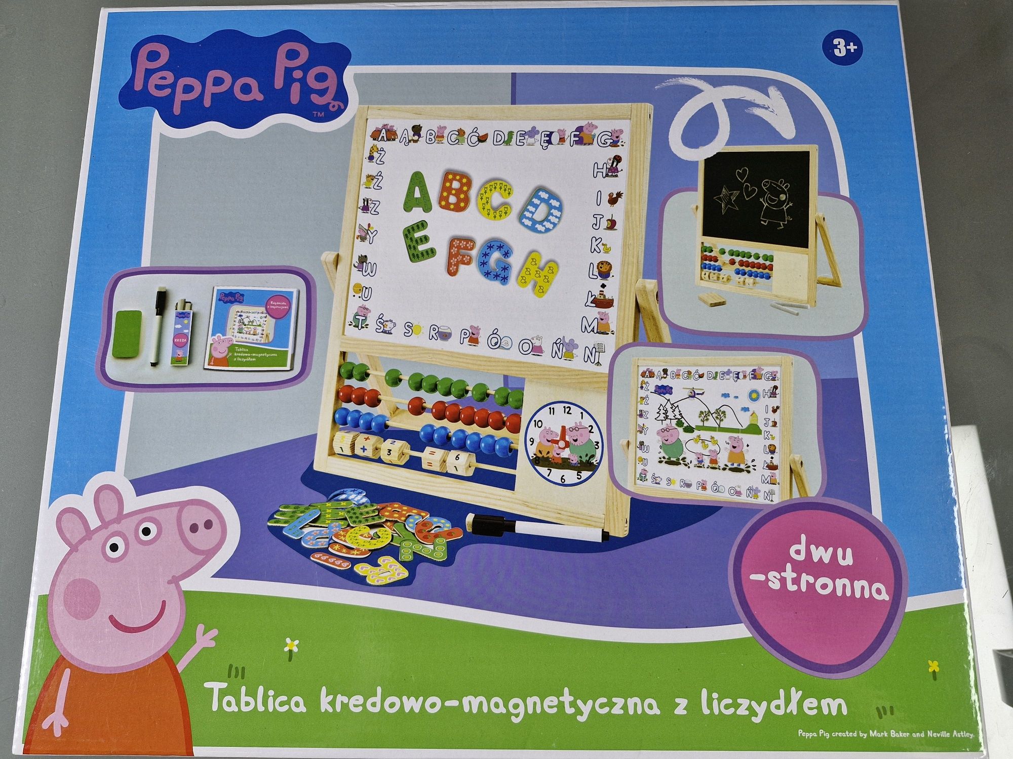 Świnka Peppa Tablica Drewniana Obrotowa Magnetyczna i Kredowa