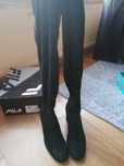 Botas camurça, cano alto preto, 36