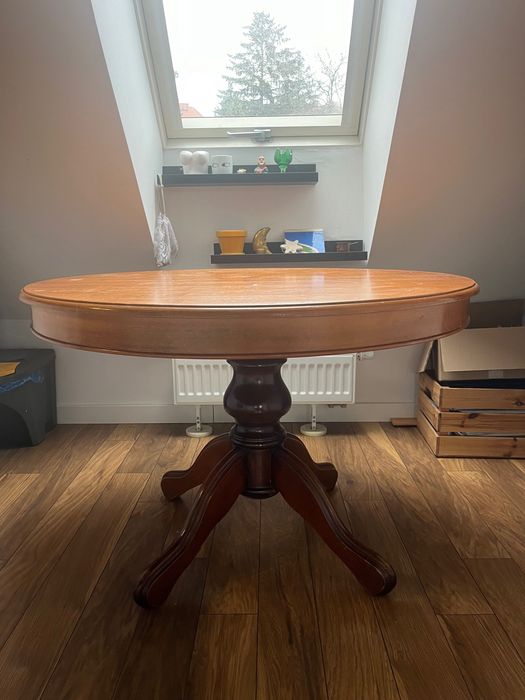 Okrągły drewniany stół 100 cm, rozkładany 100x145