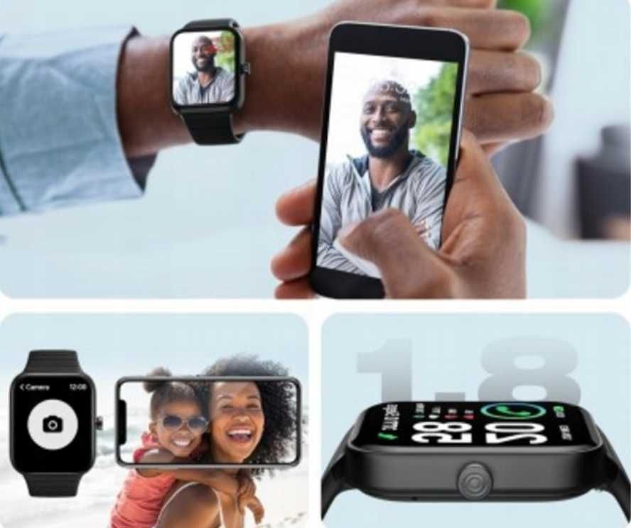 Smartwatch IDW15, Bluetooth, IP68, dla Android/iOS, czarny