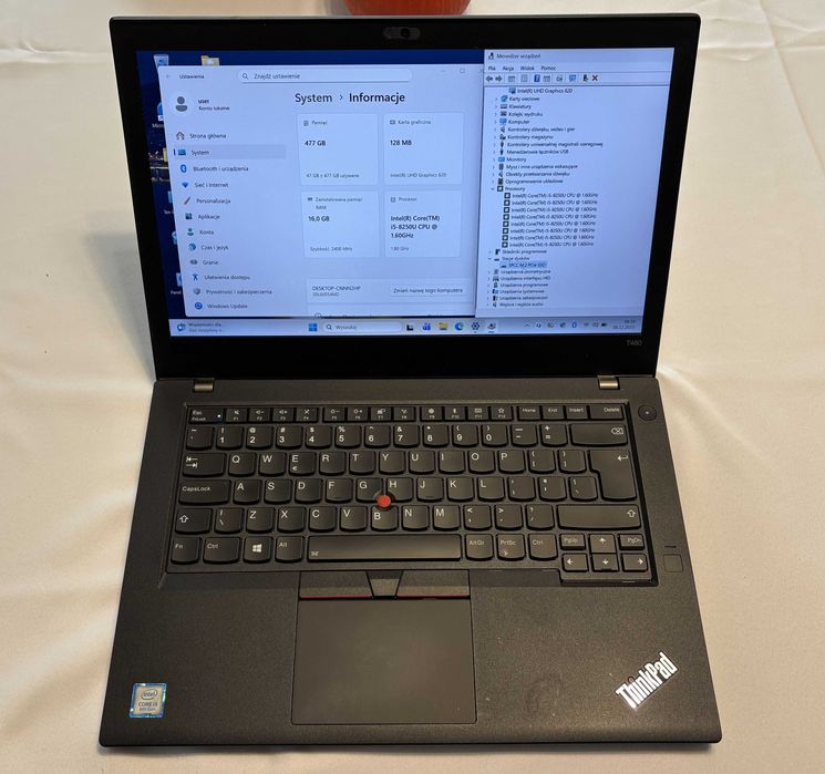 Laptop Lenovo T480 14" i5 1,6GH 16GB 512GB SSD Windows 11