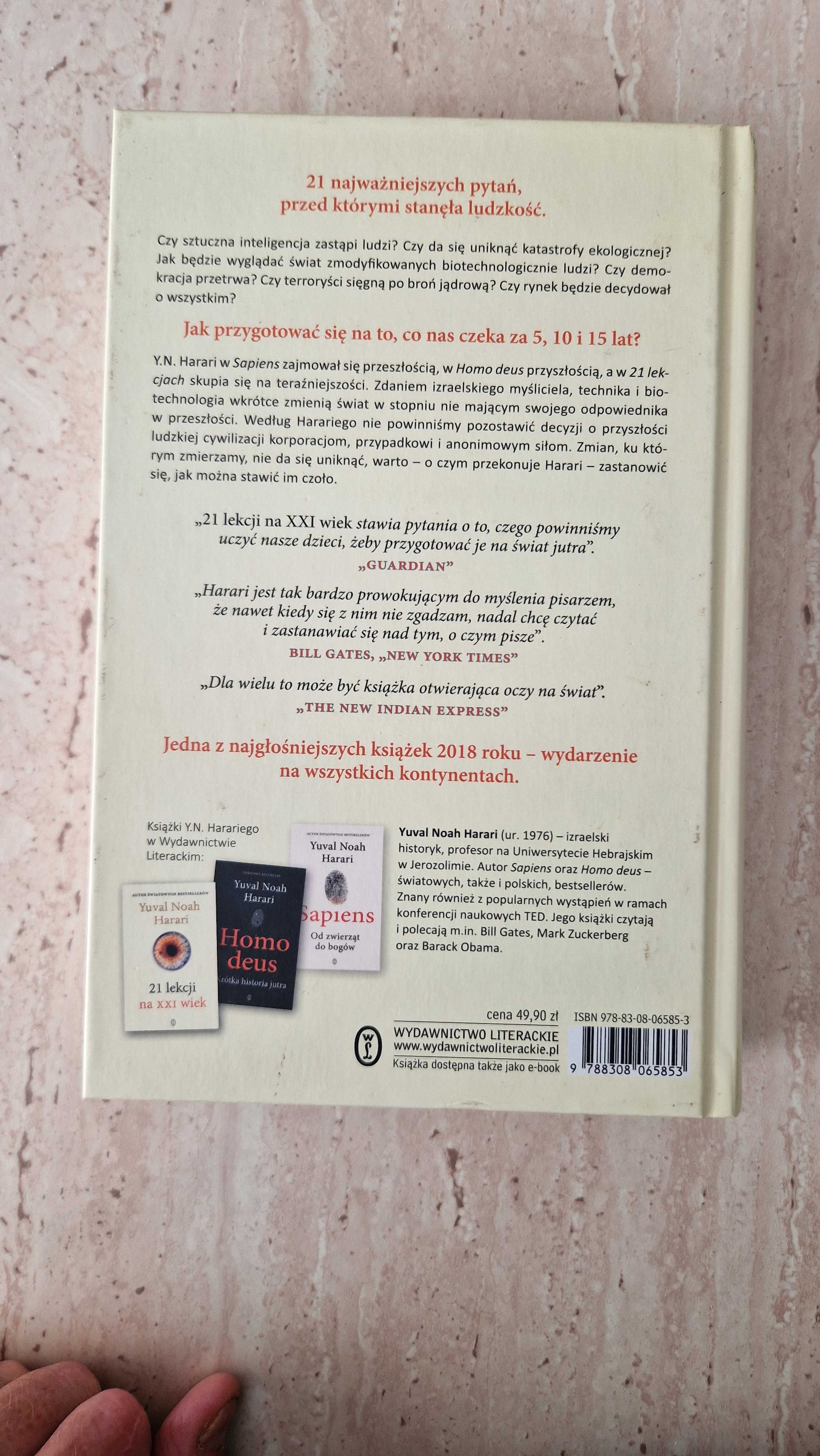 Książka Y. N. Harari "21 lekcji na XXI wiek".
