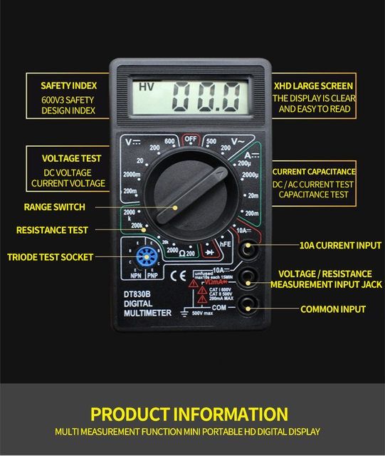 Multímetro Digital DT830b Multi-Medidor Universal