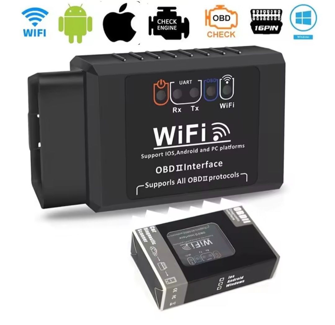 (НОВЫЙ) OBD2 WIFI ELM327 V1.5 Автосканep Диагностический сканер