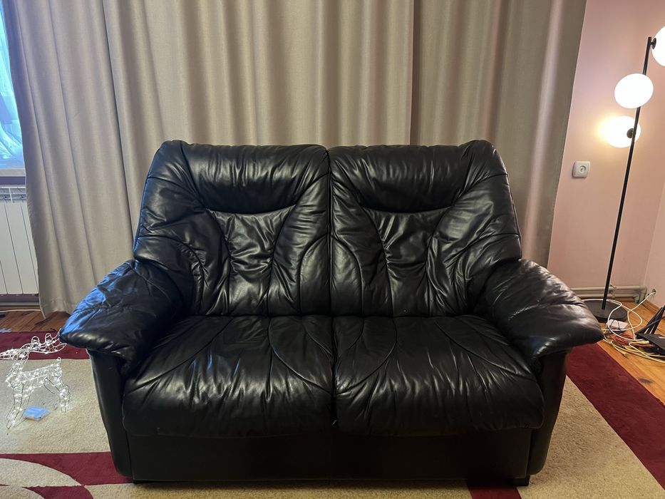 Диван Натуральна шкіра чорний
