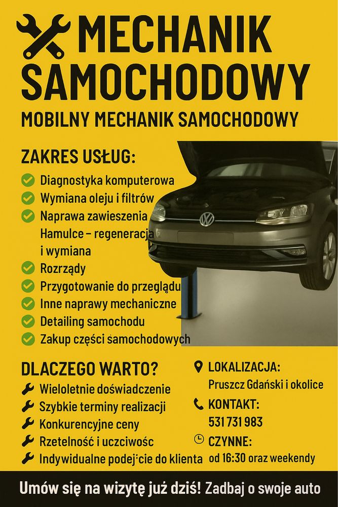 Mobilny Mechanik Samochodowy PRG I Okolice do 30KM