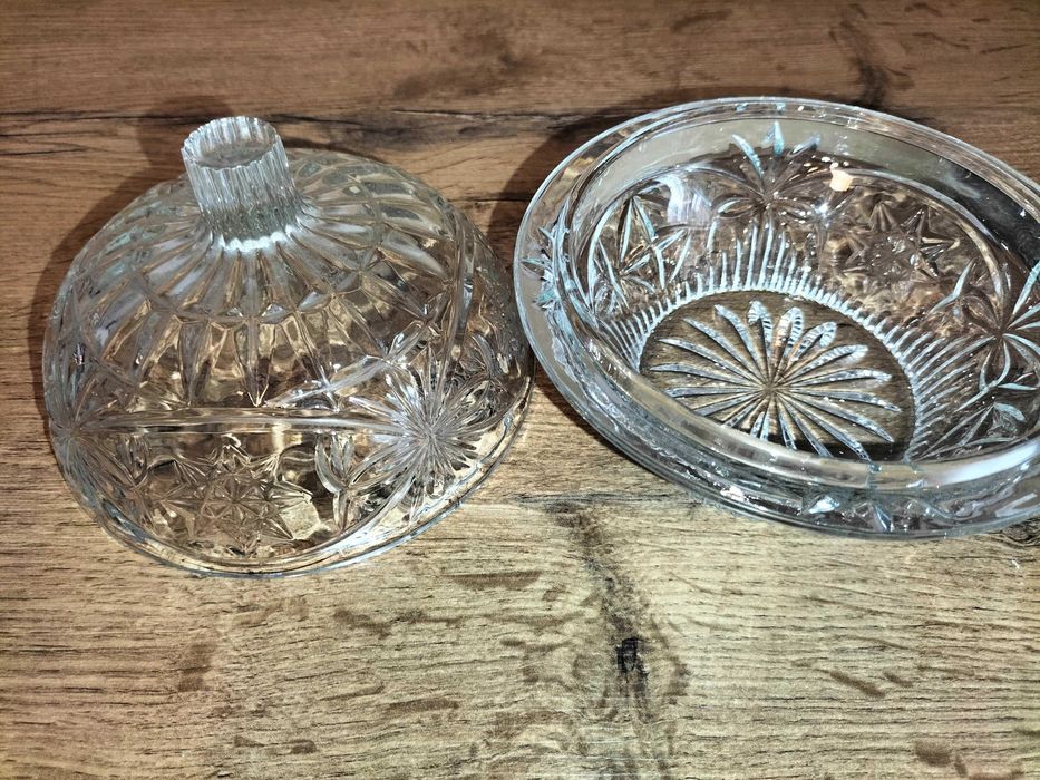 ORYGINALNA PIĘKNA ZABYTKOWA kryształowa cukiernica ozdobna-PRL lata 70