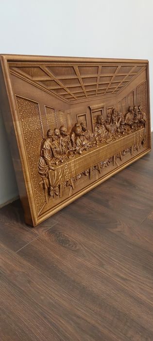 Картина з дерева “Таємна вечеря” — 3D різьба, подарунок, декор