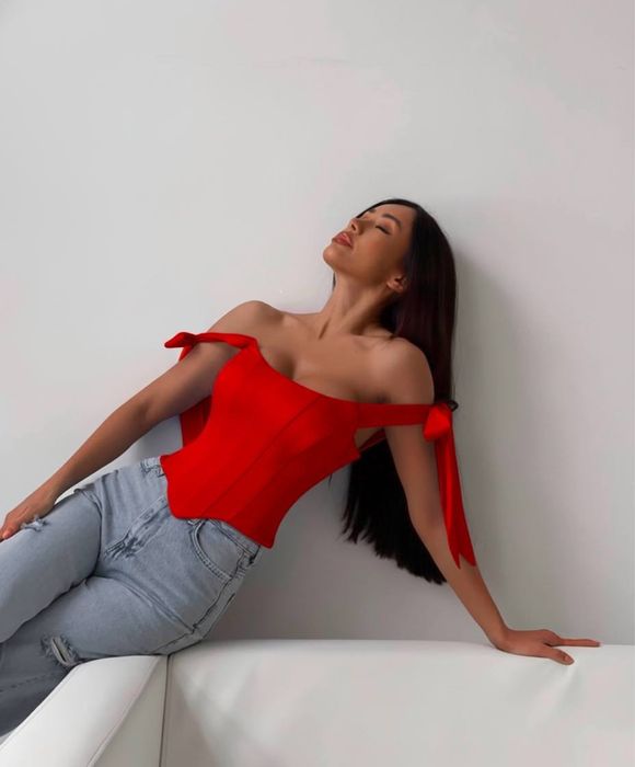 Корсет топ корсетний чорний білий червоний блакитний