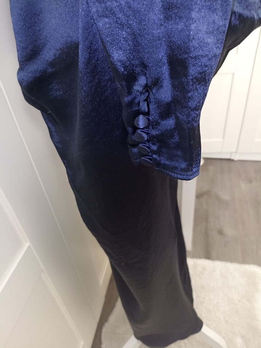 Asos Design Nowa klasyczna sukienka satynowa rękawy długie R.36