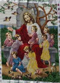 Продам вишивку бісером «Ісус благословляє дітей»