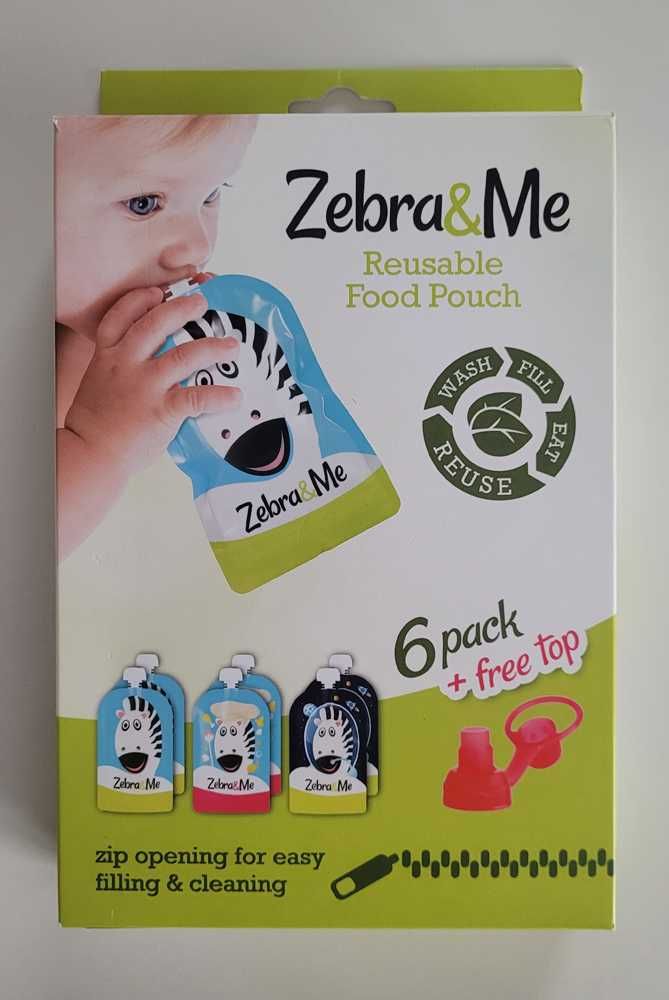 Zebra&Me saszetki wielokrotnego użytku do musu owocowego, jogurtu itp.