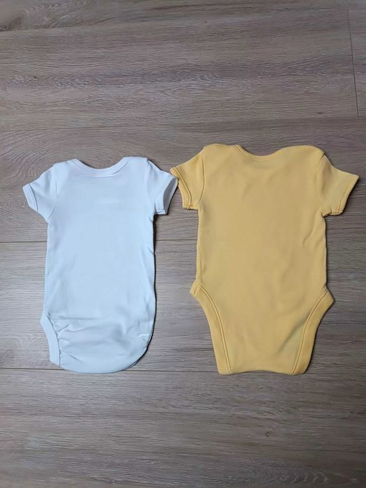 Body krótki rękaw x2 białe żuk żółte słoń 'H&M' 'George' 56