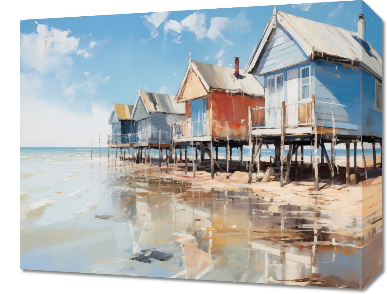 Obraz 50x40cm Malownicze Nadmorskie Chatki