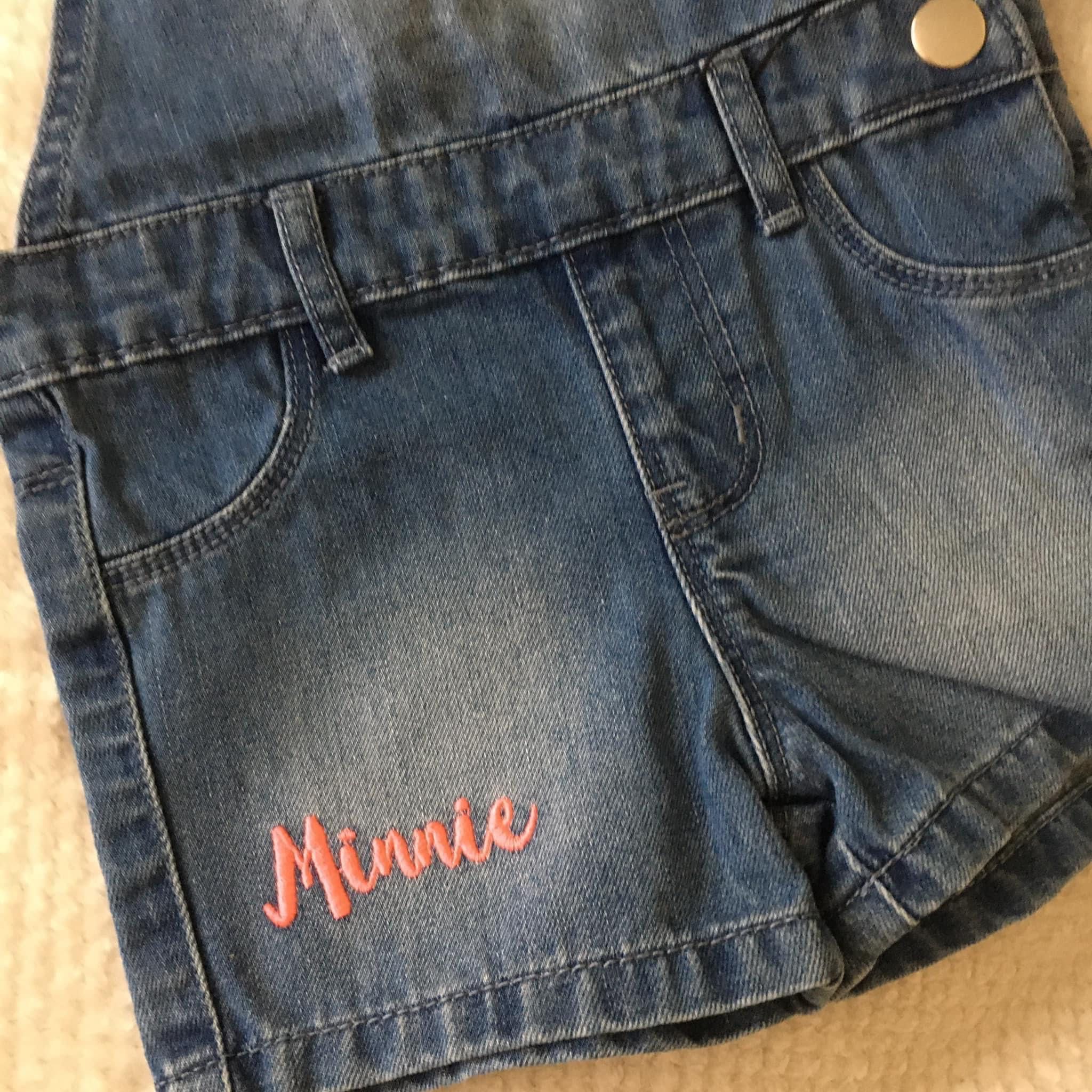 Jeansowe ogrodniczki Minnie Disney rozm 62