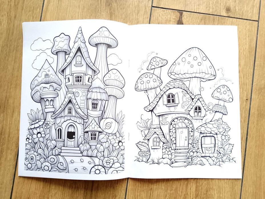 Mushroom Forest A4, Coloring Book, kolorowanki dla dzieci i dorosłych.