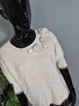 Sweterek damski beżowy kremowy Vila Clothes M 38 oversize kwiaty 3D