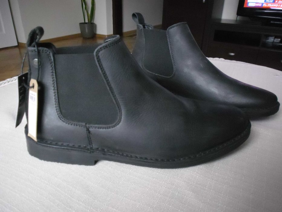 Buty sztyblety męskie skórzane - JACK JONES
