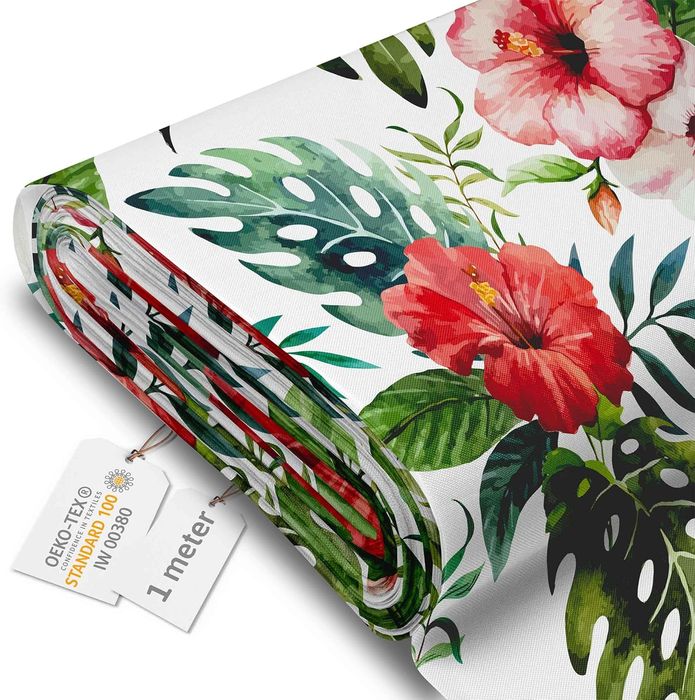 DreamRoots Wodoodporna Tkanina 160 x 100 cm 600D Biała w Kwiaty