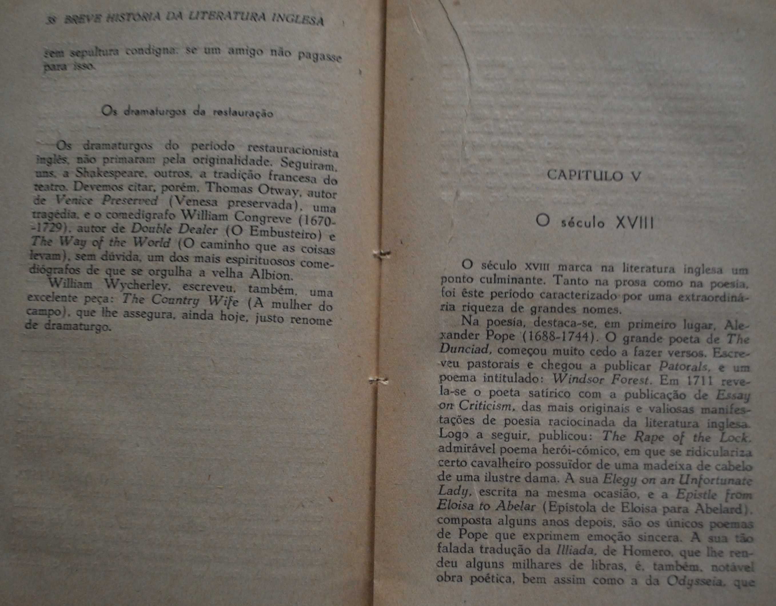 Breve História da Literatura Inglesa de Alves de Azevedo - 1º Ed. 1942