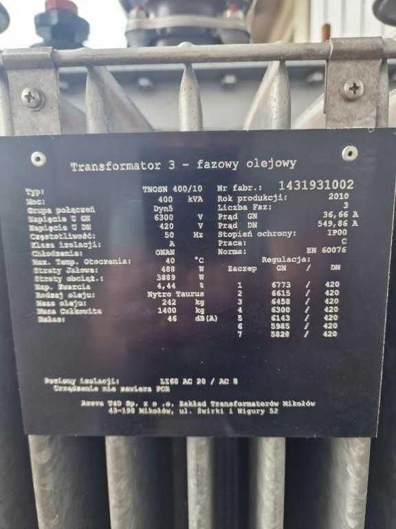 Transformator olejowy 400 kVA, Dyn5
