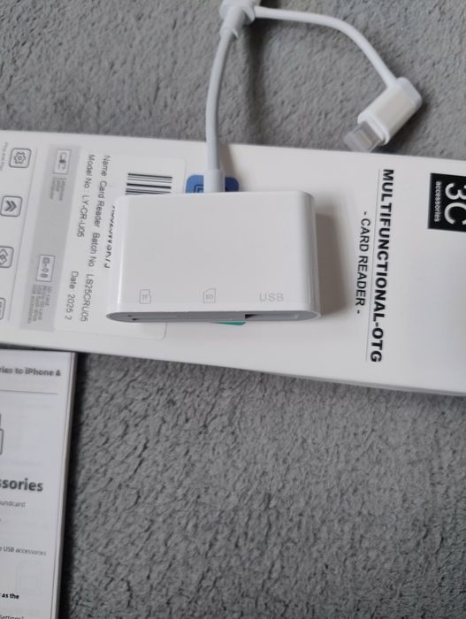 HUB czytnik kart adapter do iPhone OTG Lightning - USB czytnik kart SD