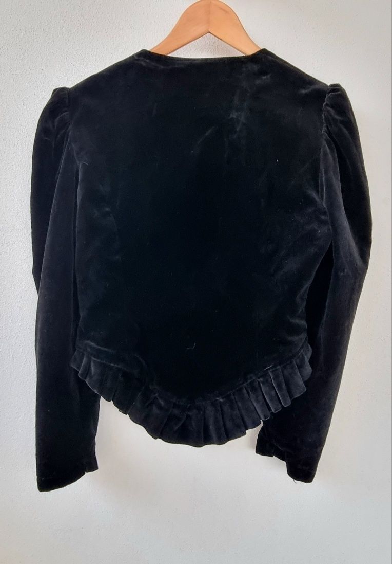 Jaqueta de veludo preto com cauda em V