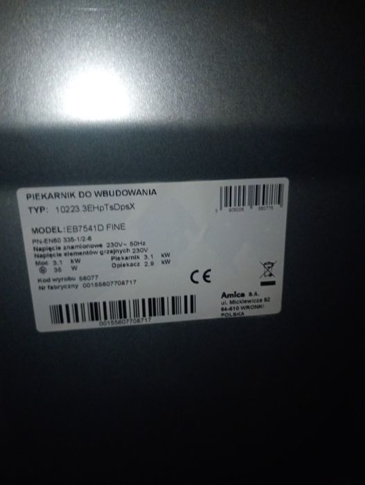 Piekarnik Amica do Zbudowy