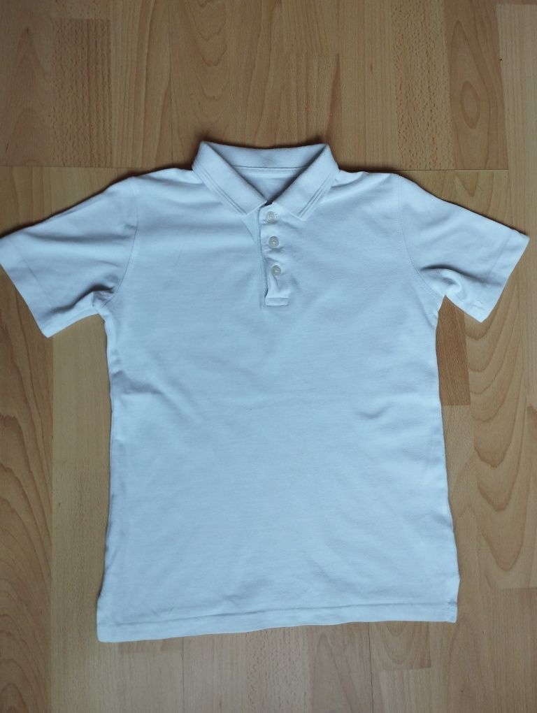 Koszulka Polo chłopięca z Anglii,7-8lat,122-128,biała-stan b.dobry