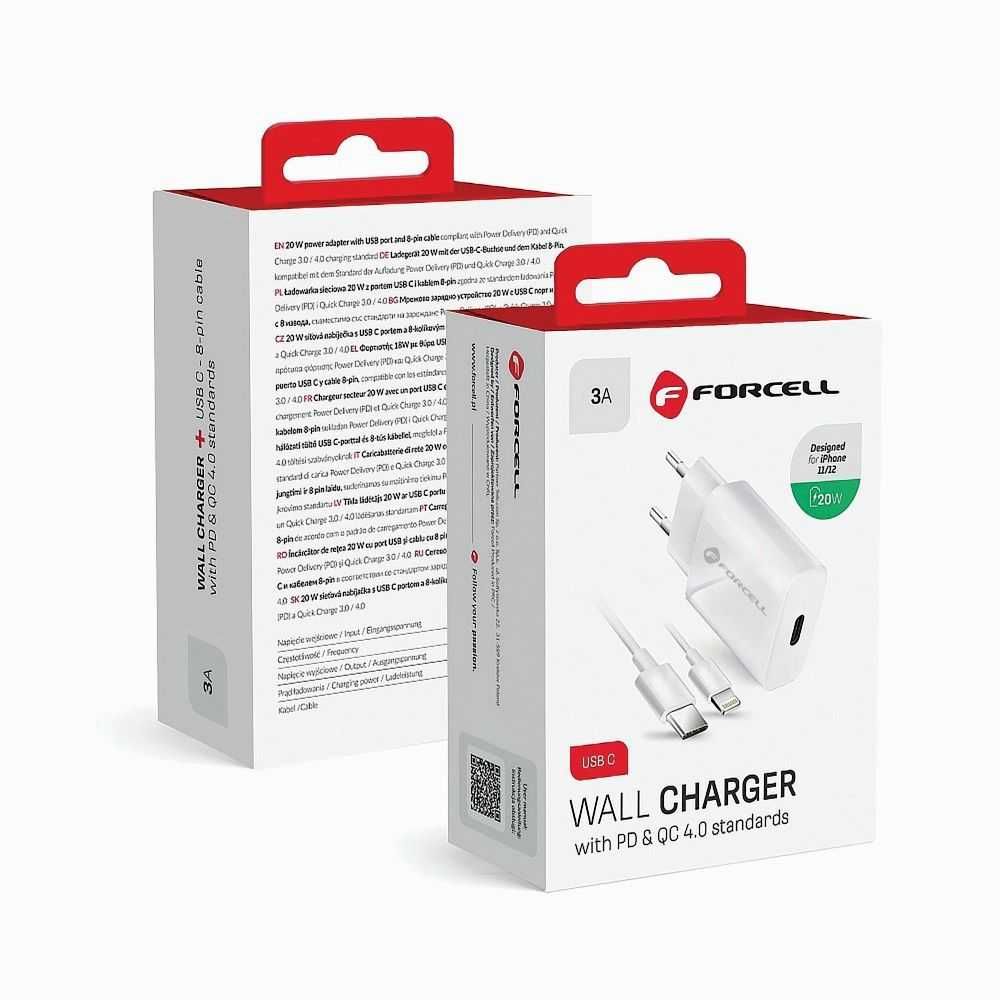 Ładowarka sieciowa do iPhone USB Typ C 20W 3A QC kabel Lightning Apple
