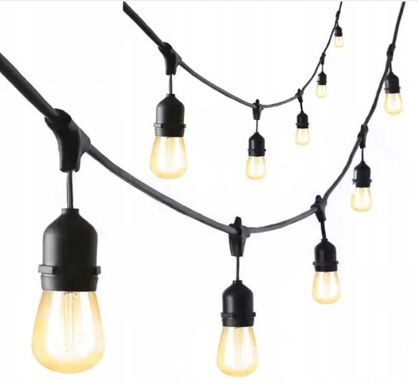 Girlanda Ogrodowa Zewnętrzna Świetlna 15 metrów+ 15 Żarówek LED Lampki