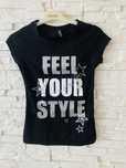 Koszulka czarna tshirt New Yorker Fishbone boho koszula bluza bluzka