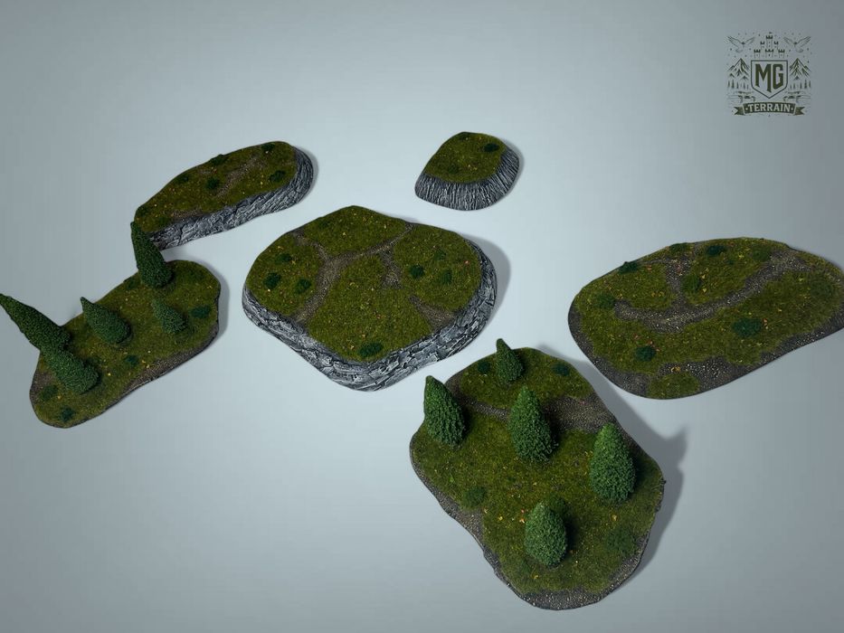 Zestaw Makiet lasy i wzgorza Old world mesbg bolt action saga lotr